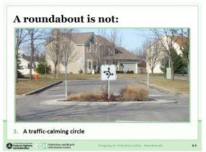 A neighborhood traffic-calming circle.