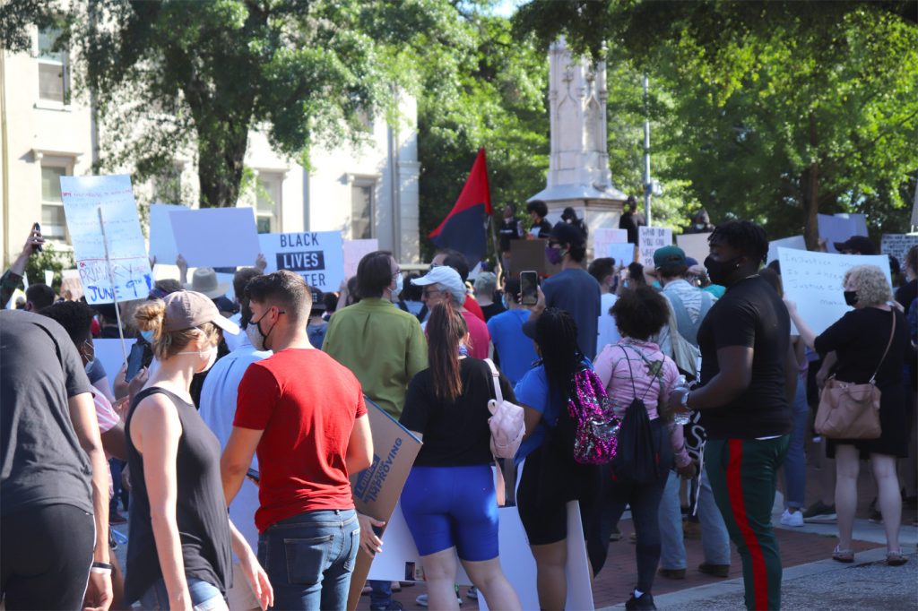 Protesters in downtown Athens