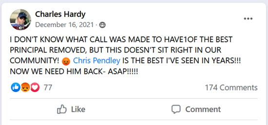 Charles Hardy Facebook comment