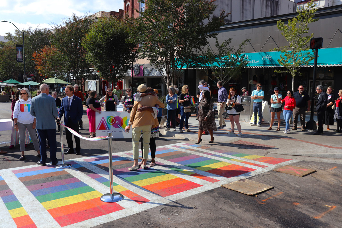 Rainbow crosswalk ribbon-cutting ceremony