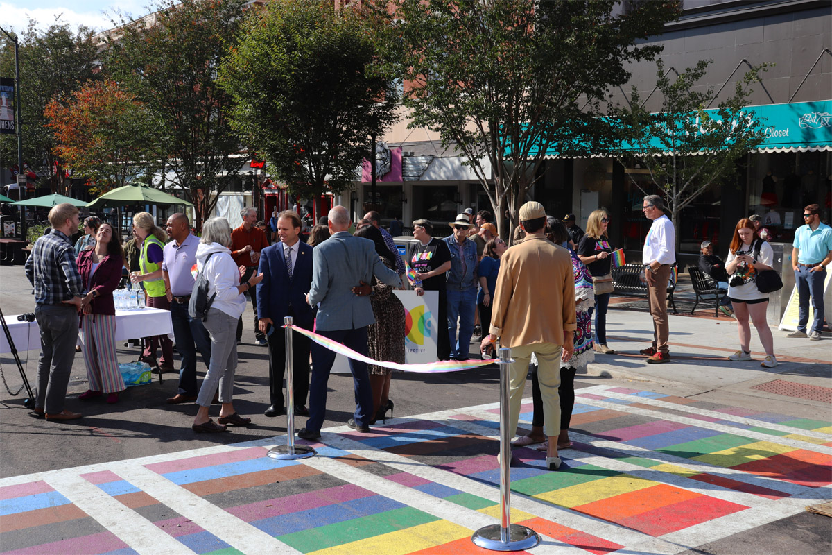 Rainbow crosswalk ribbon-cutting ceremony
