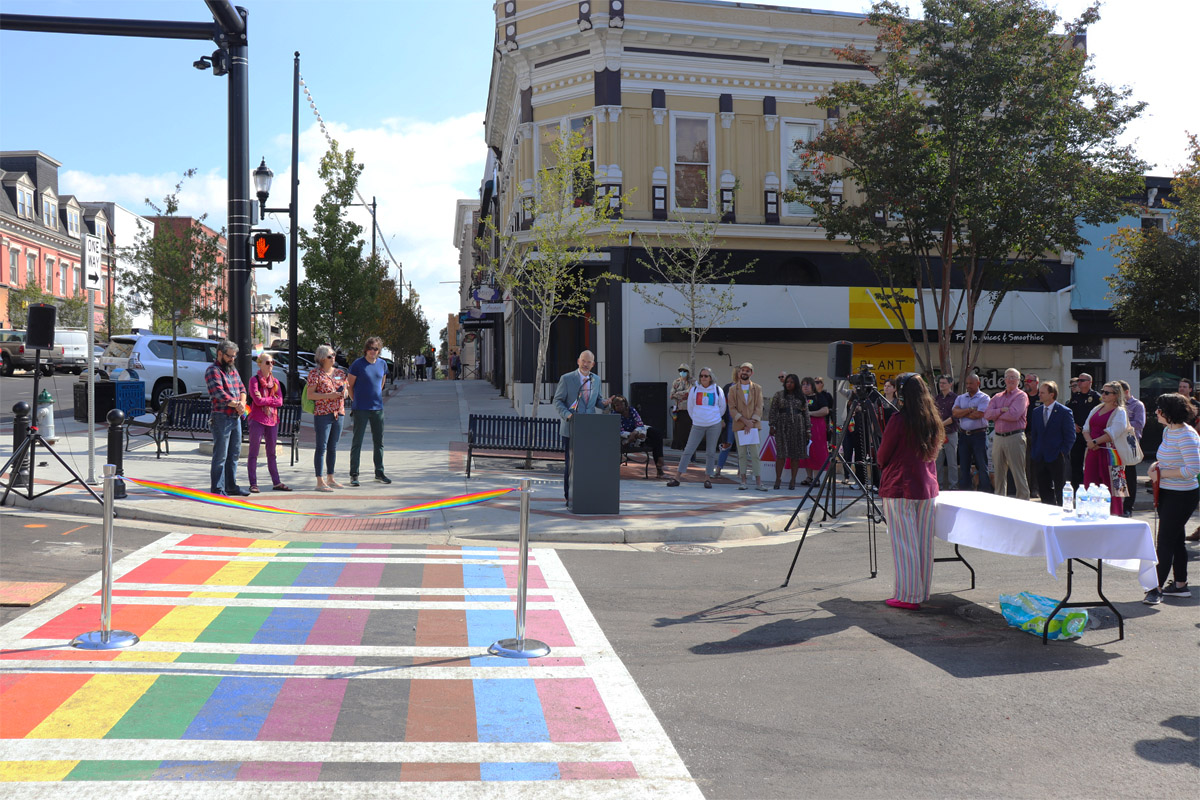 Rainbow crosswalk ribbon-cutting ceremony