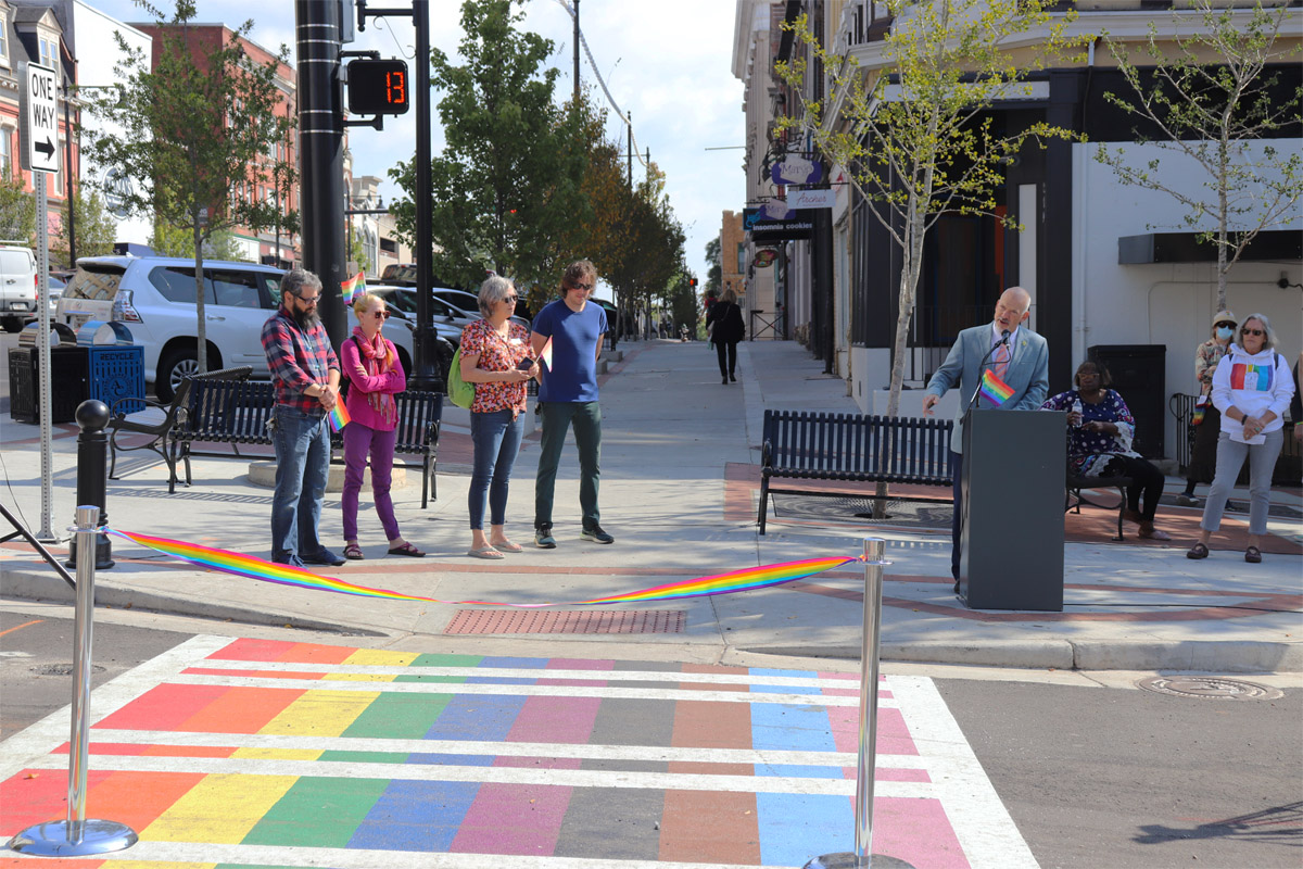 Rainbow crosswalk ribbon-cutting ceremony