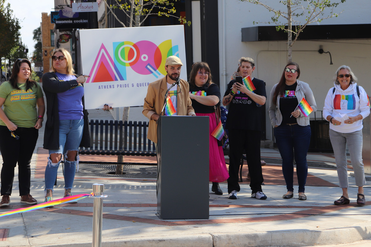 Rainbow crosswalk ribbon-cutting ceremony