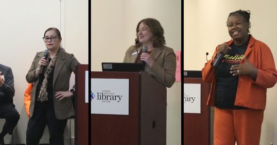 Deborah Gonzalez, Lexy Doherty and Rashe Malcolm speak to the ACC Democrats