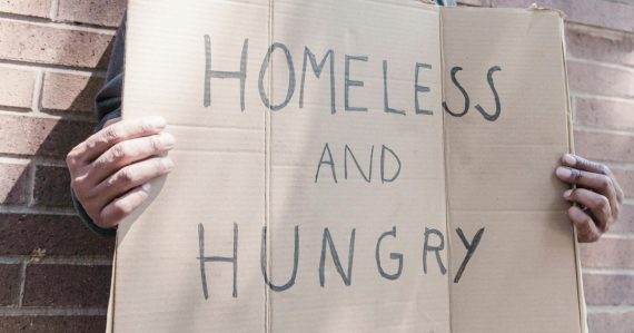 homeless and hungry sign