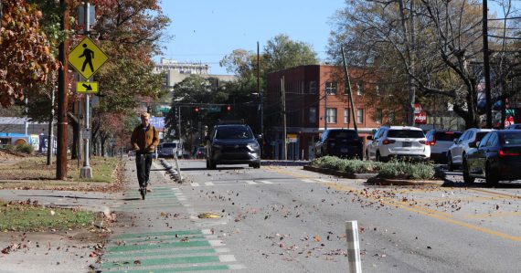 Prince Avenue bike lanes in Athens, Georgia