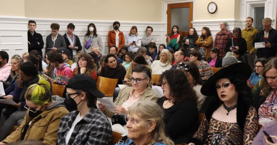Athens, GA commission chamber packed with people