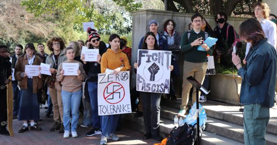 UGA students protesting against neo-Nazis