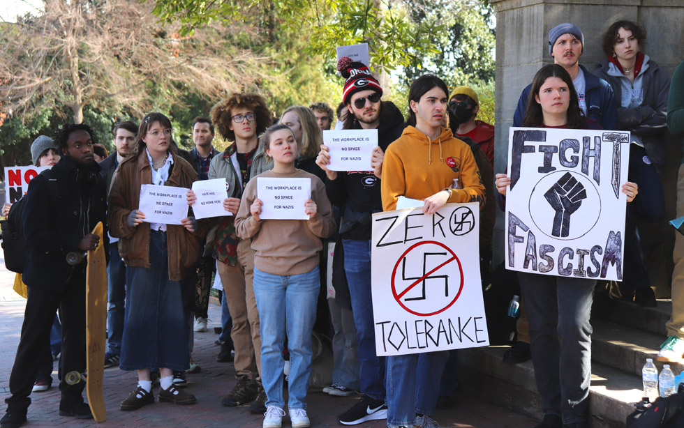 UGA students protesting neo-Nazis