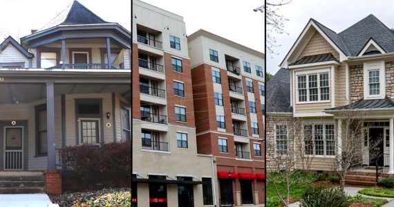Three different housing types