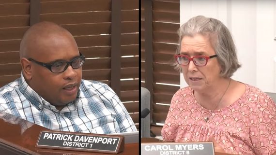 Commissioners Patrick Davenport and Carol Myers