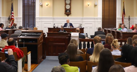 An Athens-Clarke County Commission meeting in progress
